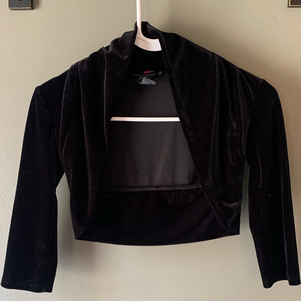 Girls Black Velvet Shrug
